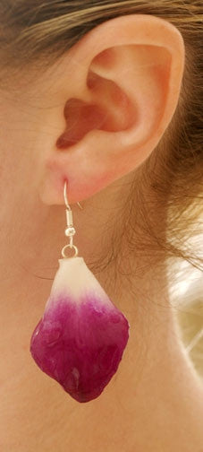 Purple-White Dendrobium Petal Earrings