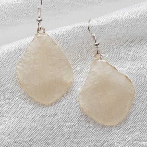 White Dendrobium Petal Earrings