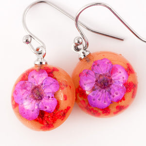 Flower Earrings Mini Orb Earrings Purple-Orange