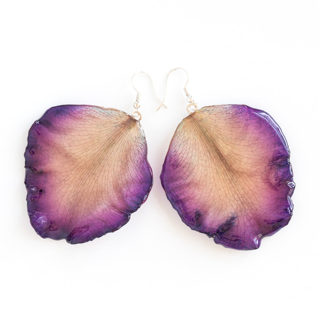 Flower Earrings Purple cattleya orchid petal earrings