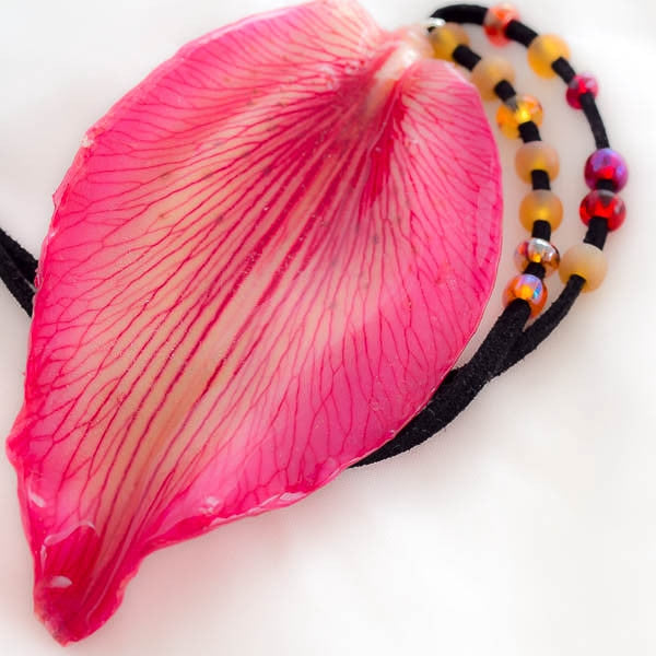 Pink Lily Petal Necklace