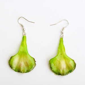 Green Carnation Petal Earrings