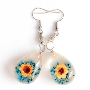 Flower Earrings Orange-Blue Orb Bea Earrings