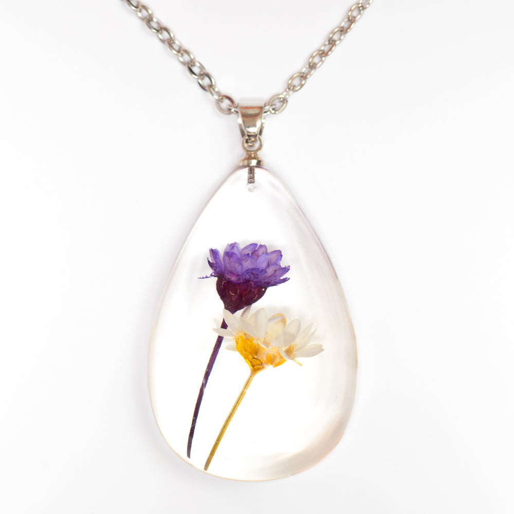 Flower Necklace Orb Bea set purple-white