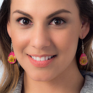 Yellow-Pink Orb Bea Earrings