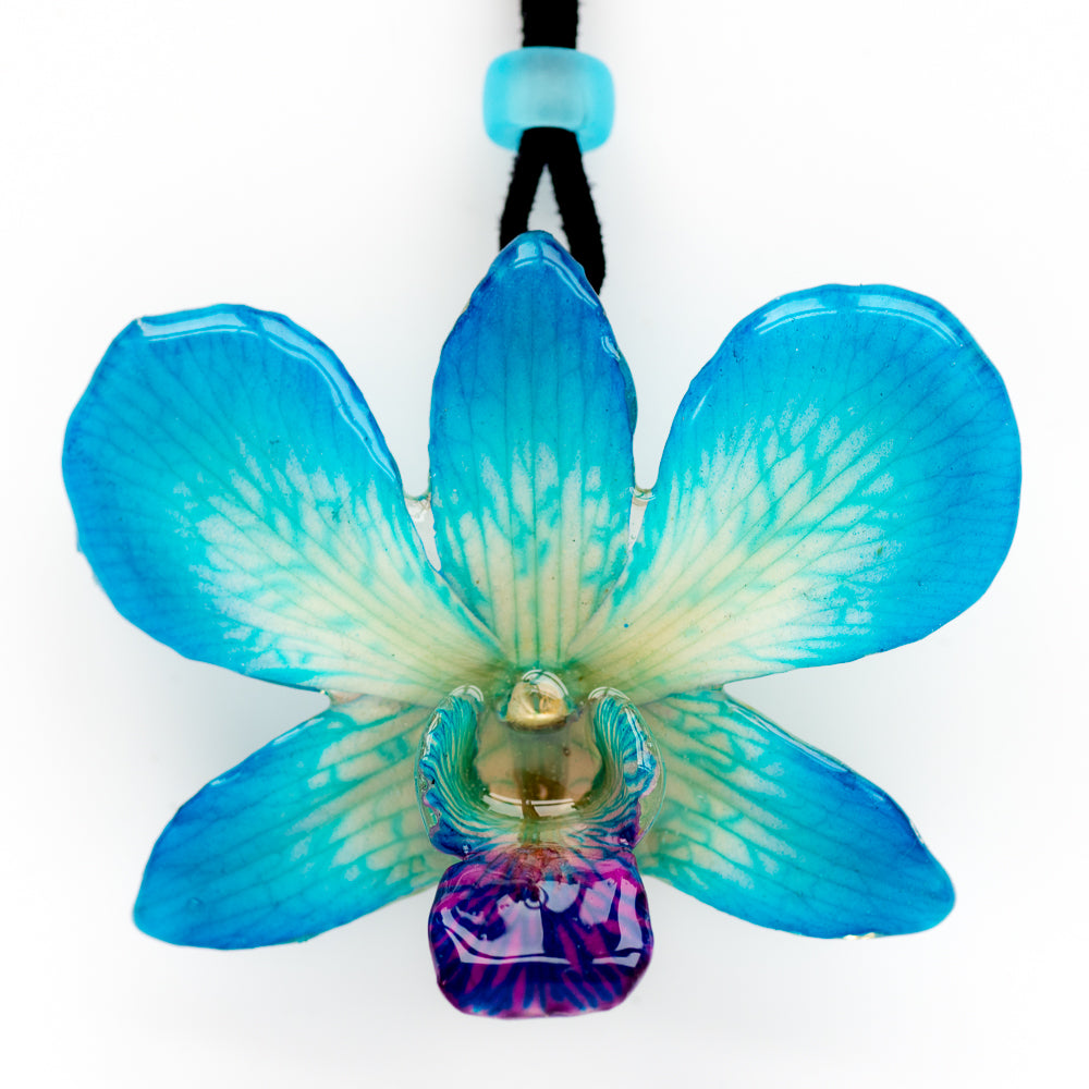 Flower Necklace Yellow-Blue Dendrobium Orchid