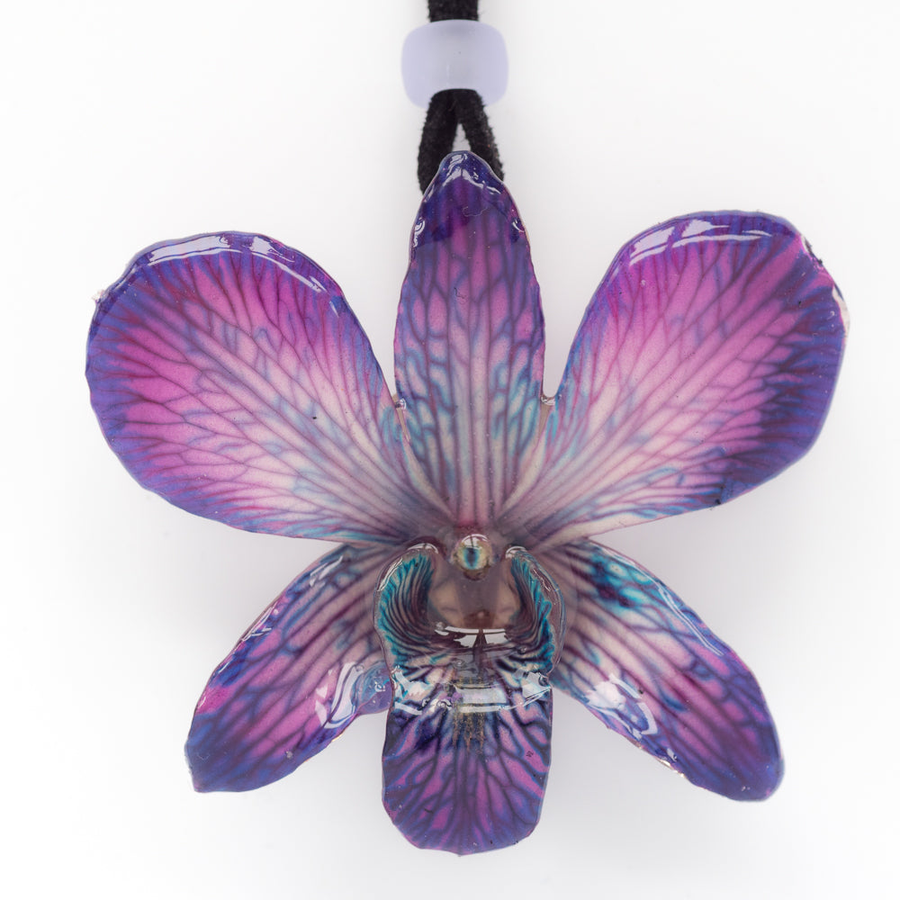 Purple Dendrobium Orchid necklace