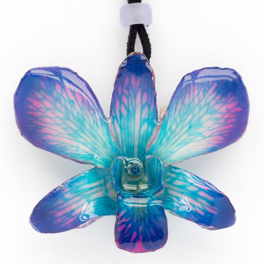 Purple-Blue Dendrobium Orchid necklace