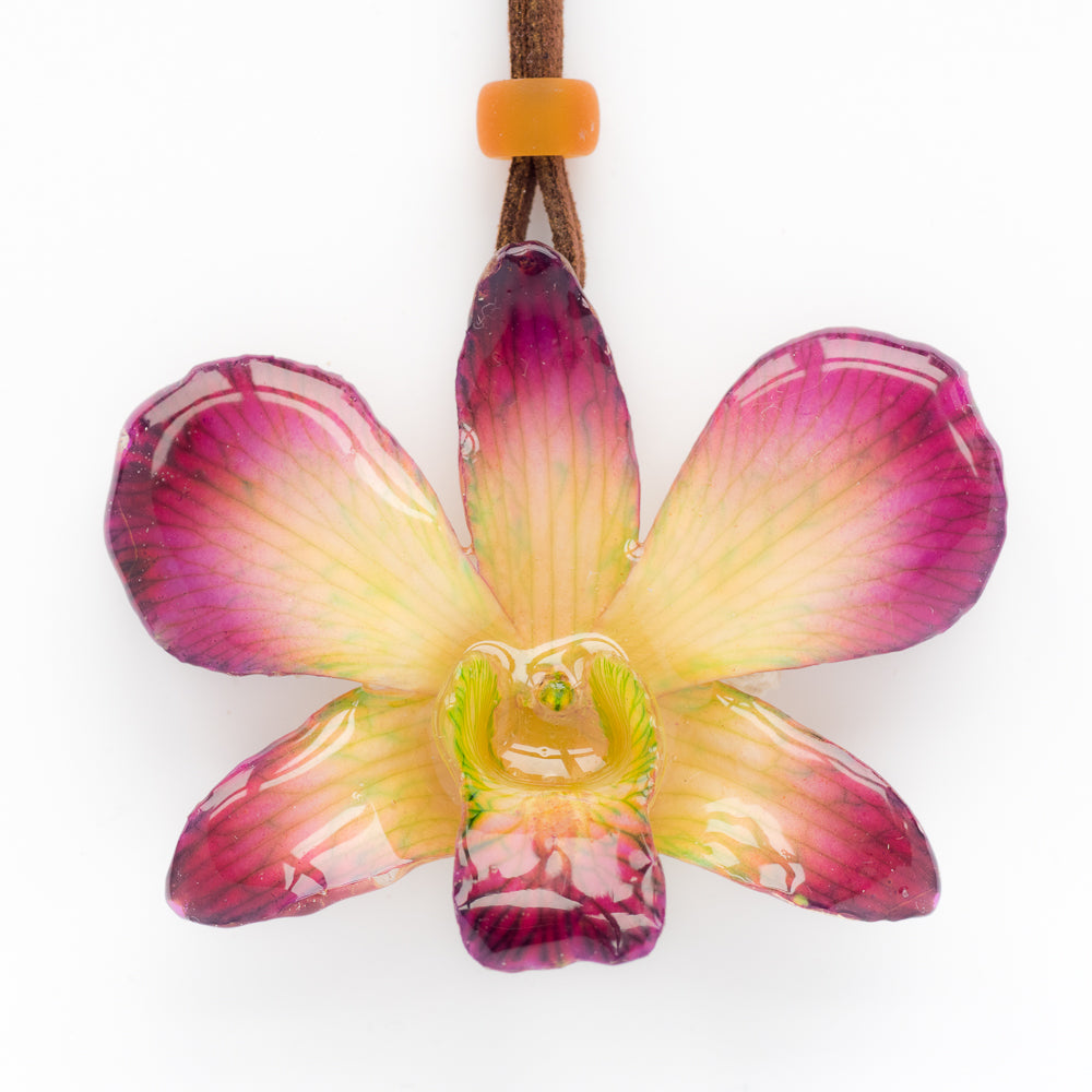Purple-Green Dendrobium Orchid necklace