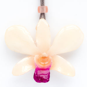 White-Purple Dendrobium Orchid necklace