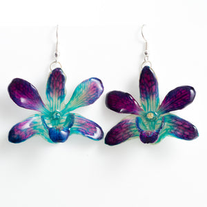 Flower Earrings blue dendrobium orchid earrings