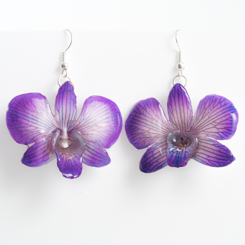 Flower Earrings Purple Dendrobium Caren Orchid Earrings