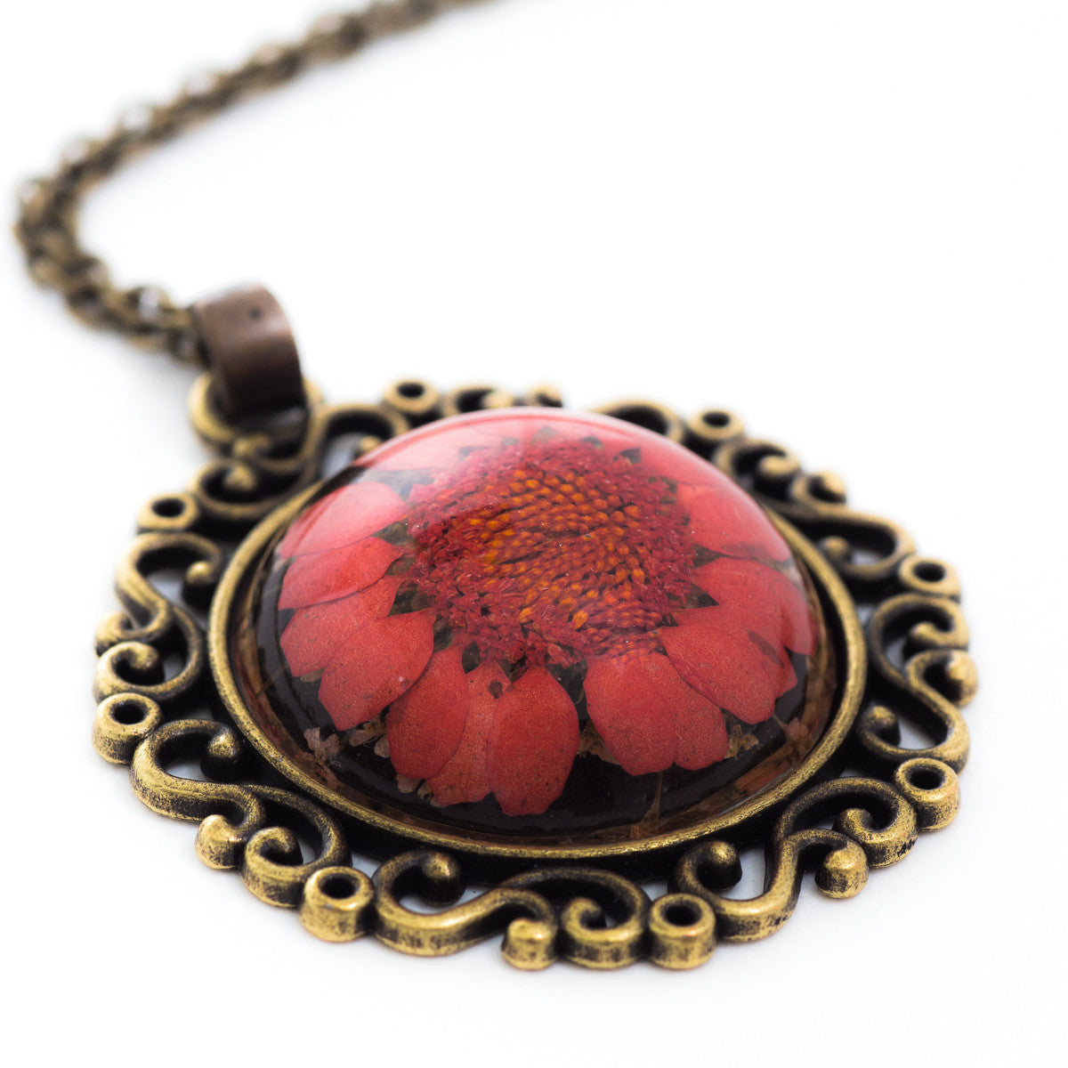 Flower Necklace Classic Orb Red