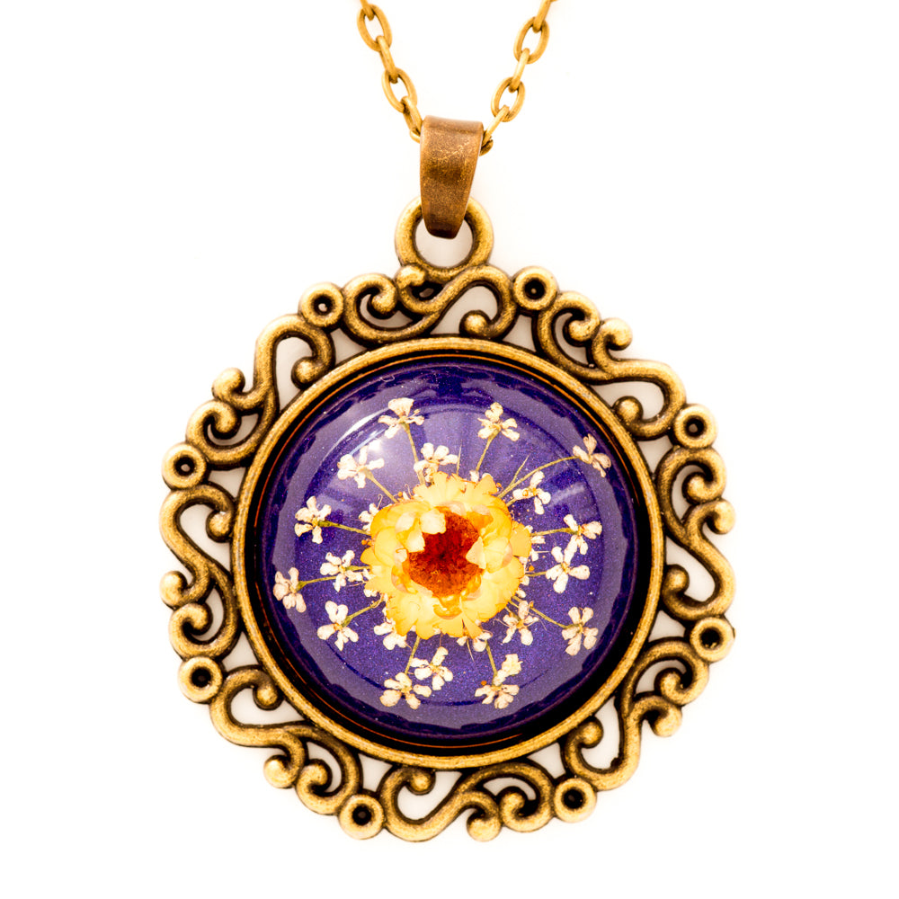 Flower Necklace Classic Orb Purple-Orange