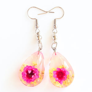 Flower Earrings Pink Orb Bea Earrings