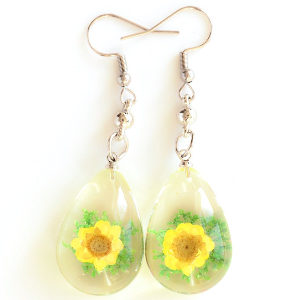 Flower Earrings Yellow-Green Orb Bea Earrings