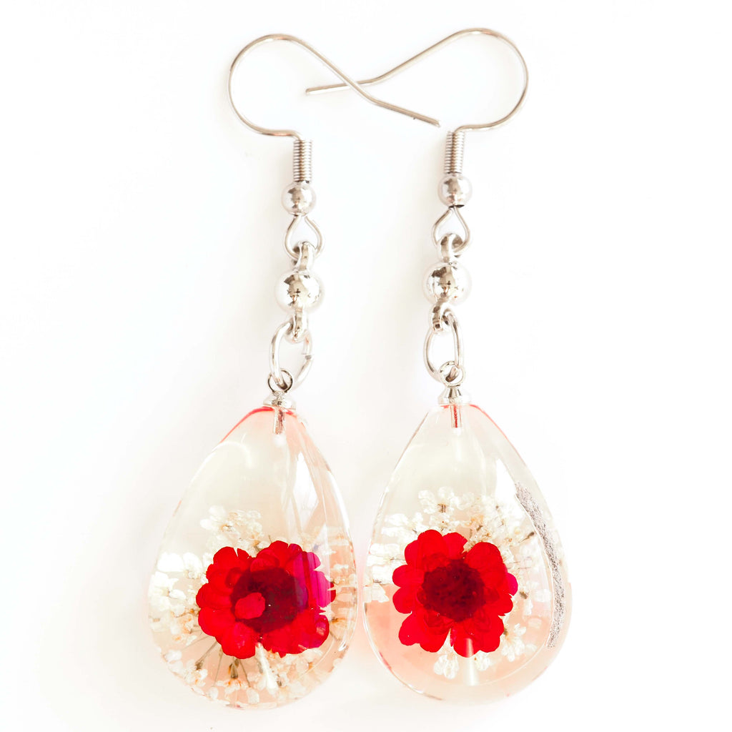 Earrings Red-White Orb Bea Earrings