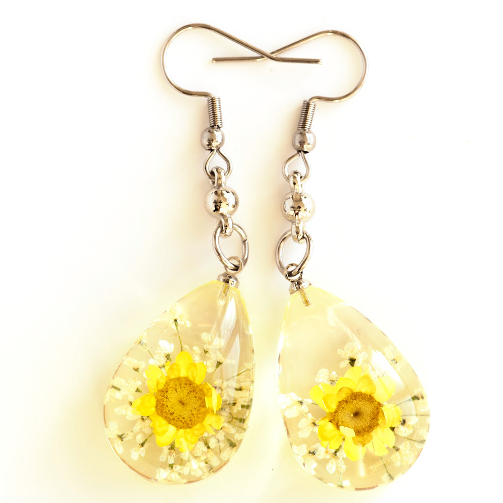 Flower Earrings Yellow Orb Bea Earrings