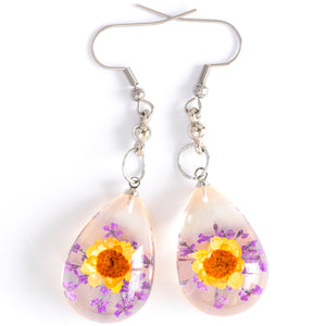 Flower Earrings Orange-Purple Orb Bea Earrings