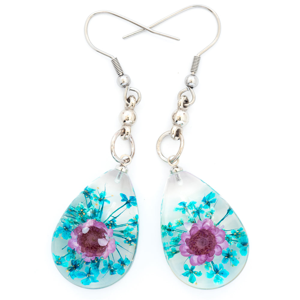 Flower Earrings Purple-Blue Orb Bea Earrings