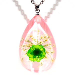 Flower Necklace Orb Bea Green-Pink