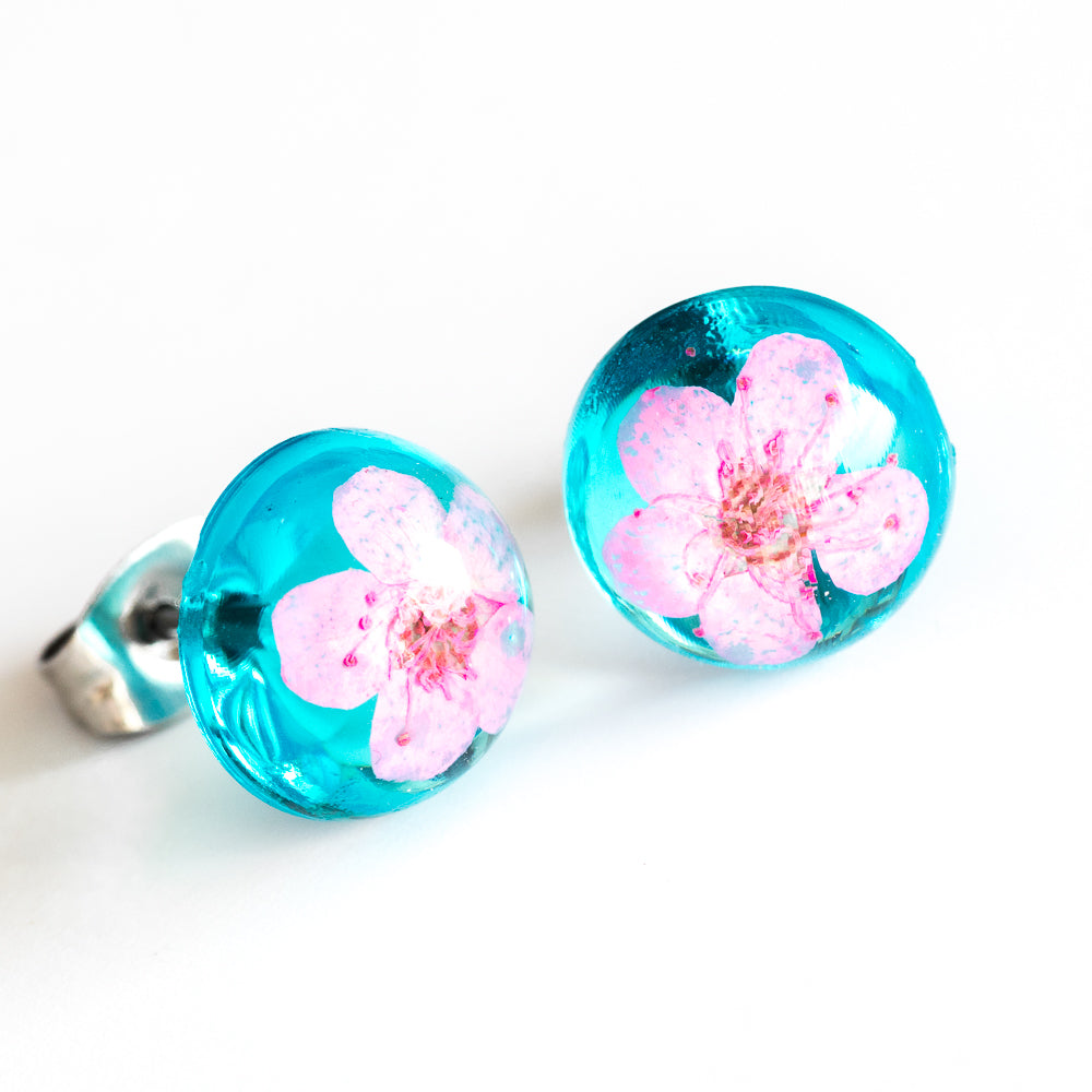 Earrings Blue-Pink Orb Stud Earrings