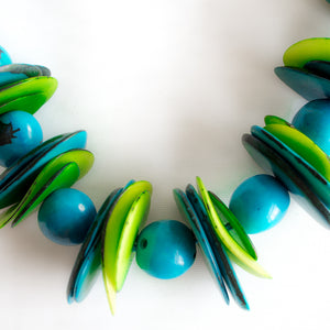 Blue Green Tagua Necklace