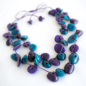 Blue Purple Tagua Necklace