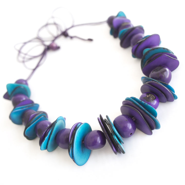 Purple Blue Tagua Necklace