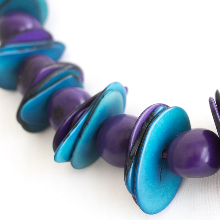 Purple Blue Tagua Necklace